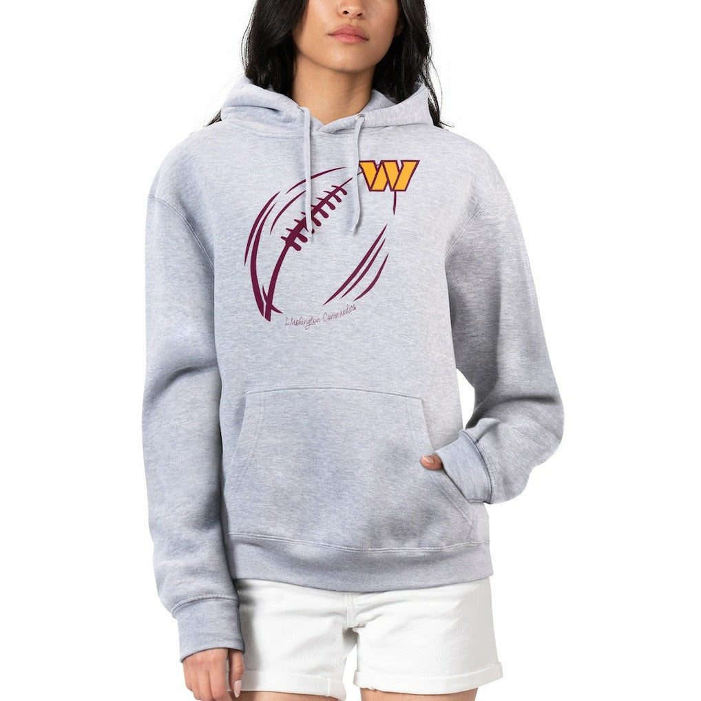 Washington Commanders G-III 4Her by Carl Banks Women's Football Logo Fleece Tri-Blend Pullover Hoodie Heather Gray - NFL
