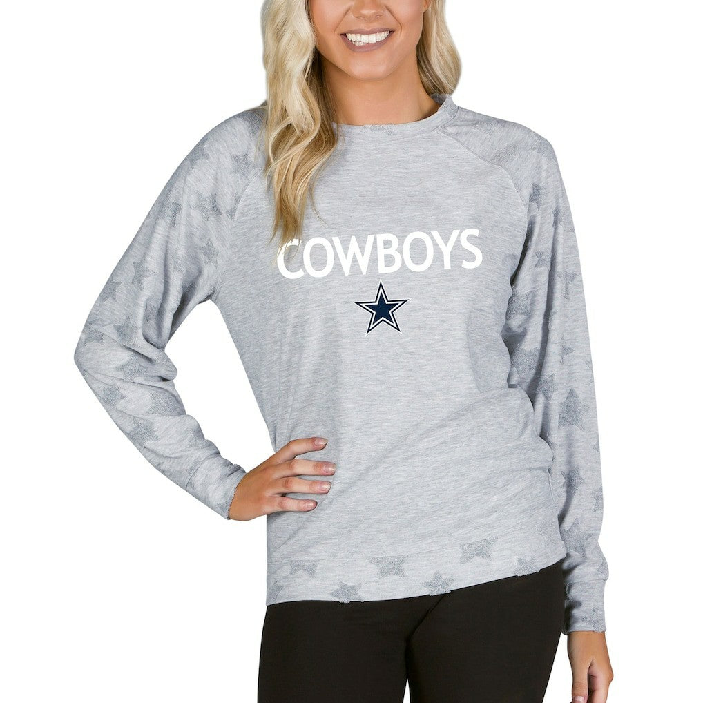 Dallas Cowboys Concepts Sport Women's Medal Jacquard Terry Long Sleeve Top Gray - NFL