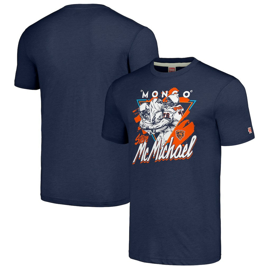 Steve McMichael Chicago Bears Homage Unisex Caricature Retired Player Tri-Blend T-Shirt Navy - NFL