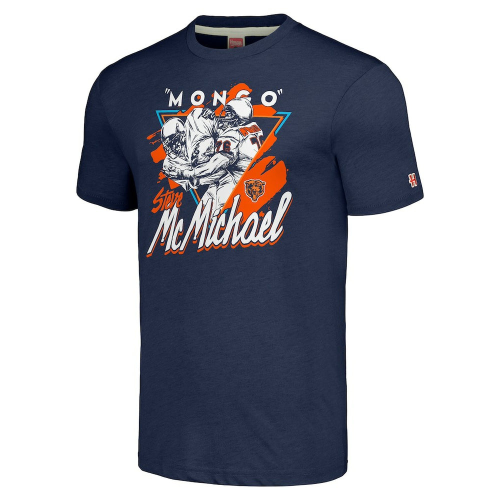 Steve McMichael Chicago Bears Homage Unisex Caricature Retired Player Tri-Blend T-Shirt Navy - NFL