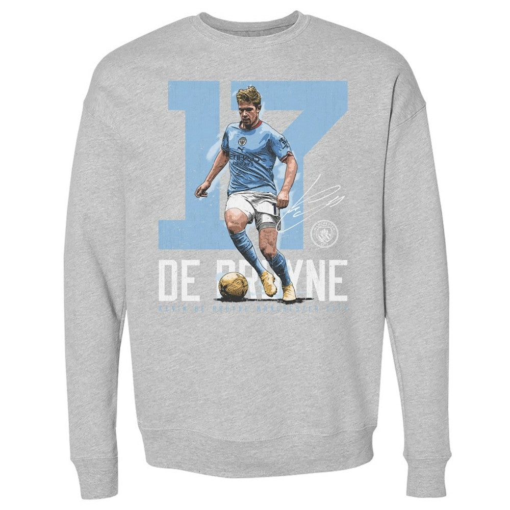 Manchester City 500 Level Bold Number Pullover Crewneck Sweatshirt - Heather Gray