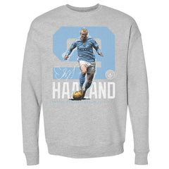 Manchester City 500 Level Bold Number Pullover Crewneck Sweatshirt - Heather Gray