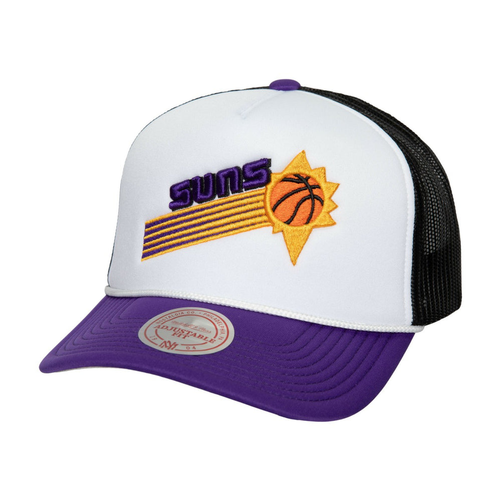 Mitchell & Ness - Phoenix Suns Hardwood Classics Blocker Foam Front Trucker Snapback Hat - White