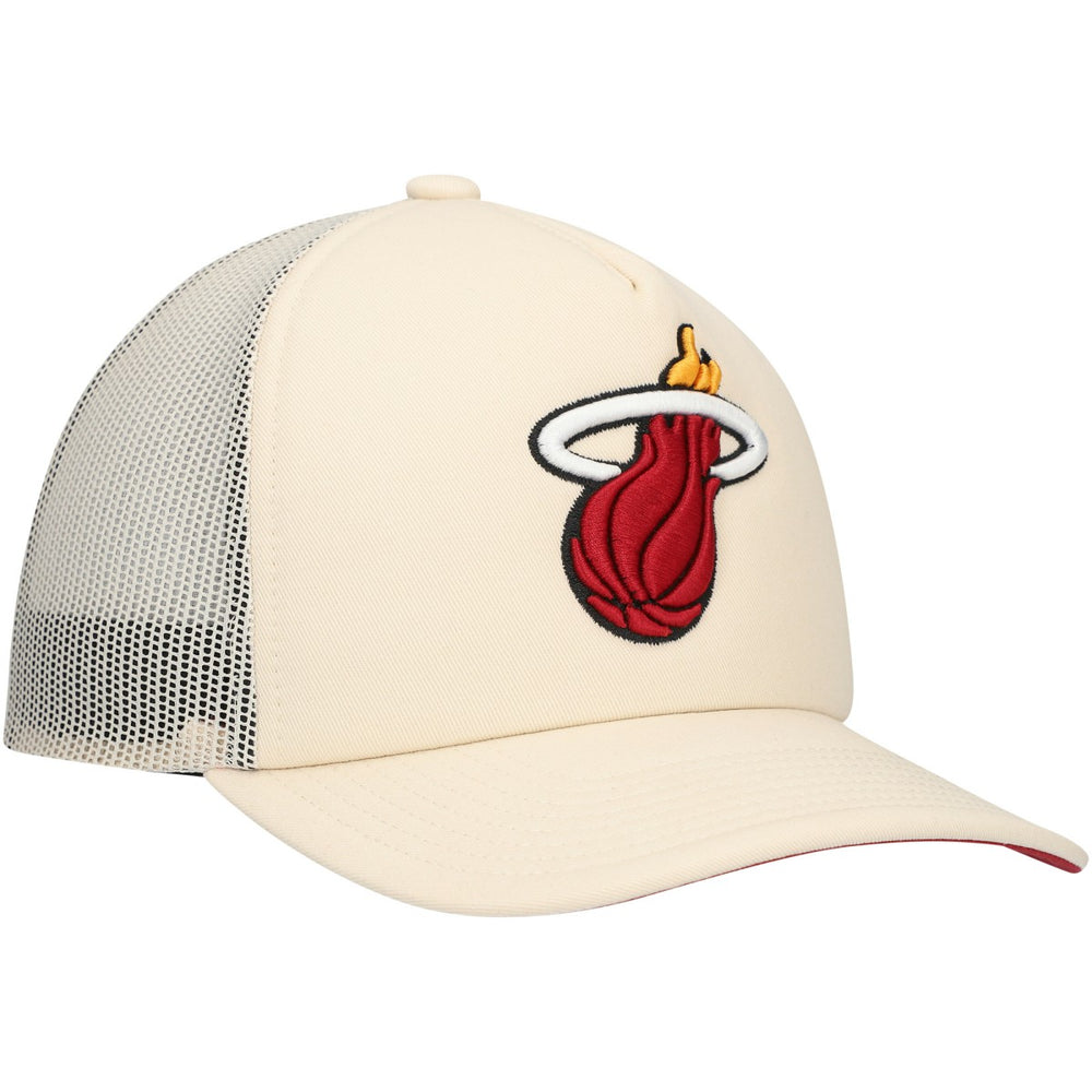 Mitchell & Ness - Miami Heat Trucker Adjustable Hat - Cream