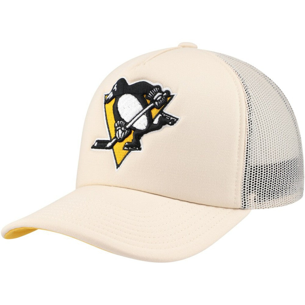 Pittsburgh Penguins Mitchell & Ness Foam Front Trucker Adjustable Hat Cream