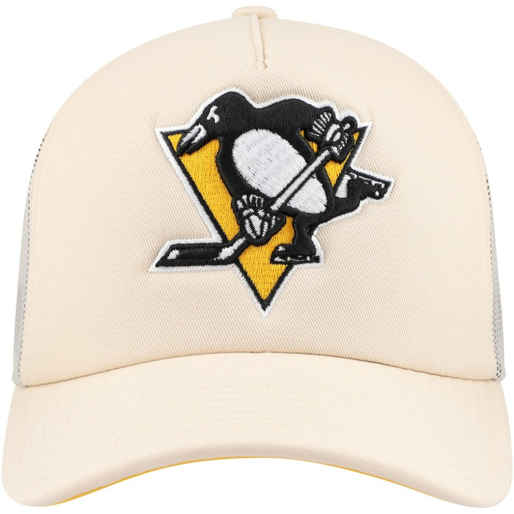 Pittsburgh Penguins Mitchell & Ness Foam Front Trucker Adjustable Hat Cream