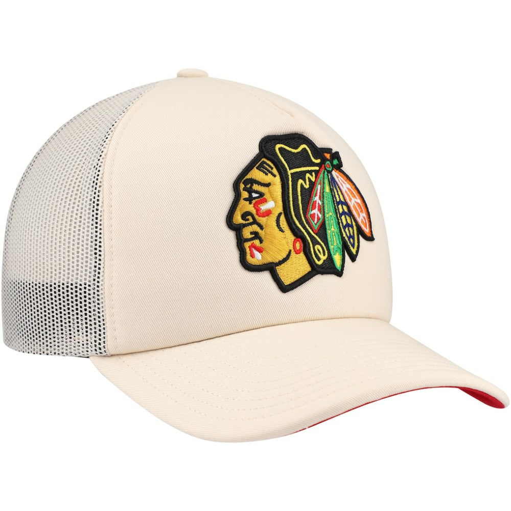 Chicago Blackhawks Mitchell & Ness Foam Front Trucker Adjustable Hat Cream