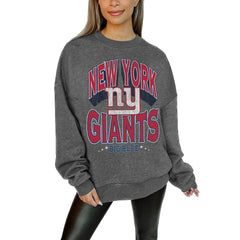 New York Giants Gameday Couture Women's Oversized Long Weekend Premium Fleece Drop Shoulder Pullover Sweatshirt Charcoal - NFL