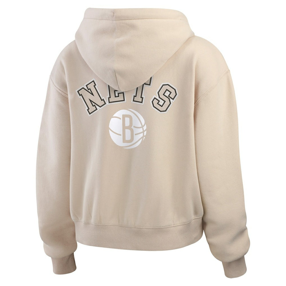NBA - Brooklyn Nets WEAR by Erin Andrews Women's Tonal Felt Patch Full-Zip Hoodie - Tan