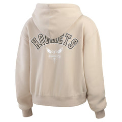 NBA - Charlotte Hornets WEAR by Erin Andrews Women's Tonal Felt Patch Full-Zip Hoodie - Tan