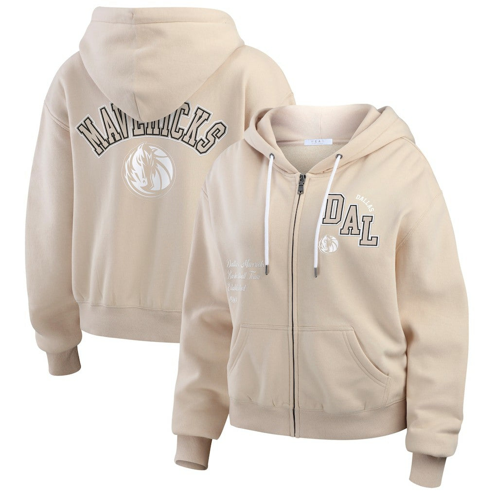 NBA - Dallas Mavericks WEAR by Erin Andrews Women's Tonal Felt Patch Full-Zip Hoodie - Tan