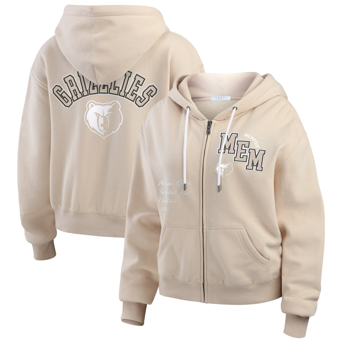 NBA - Memphis Grizzlies WEAR by Erin Andrews Women's Tonal Felt Patch Full-Zip Hoodie - Tan