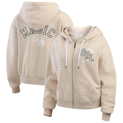 NBA - Orlando Magic WEAR by Erin Andrews Women's Tonal Felt Patch Full-Zip Hoodie - Tan