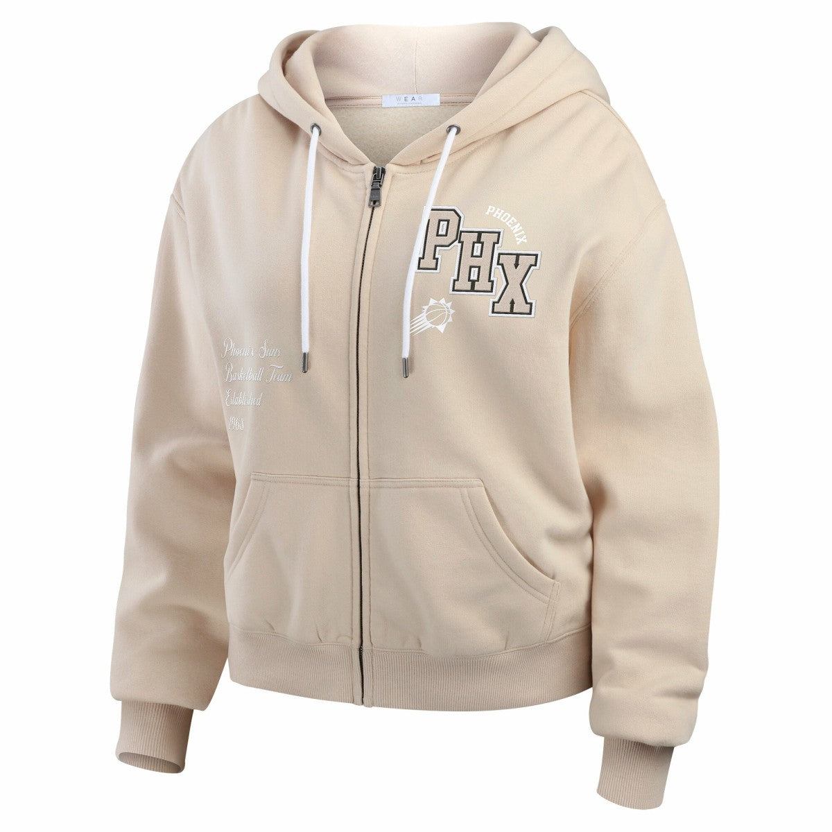 NBA - Phoenix Suns WEAR by Erin Andrews Women's Plus Size Tonal Felt Patch Full-Zip Hoodie - Cream