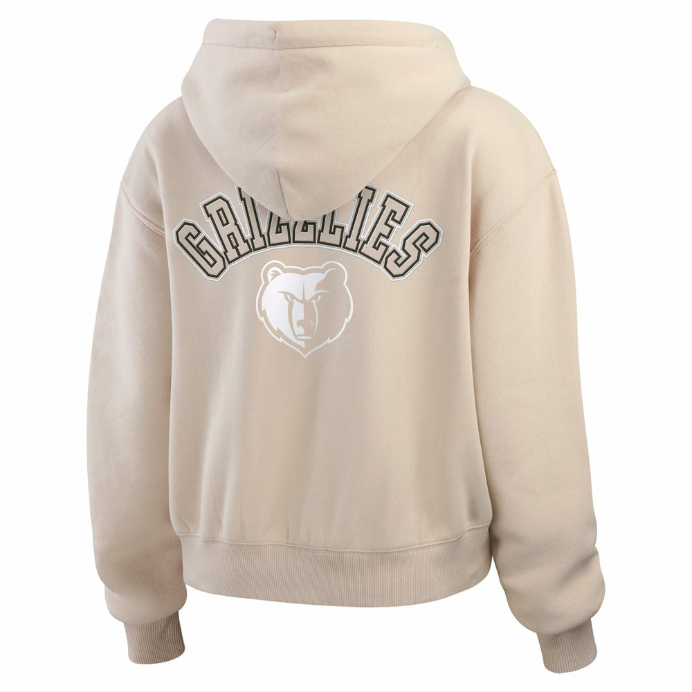 NBA - Memphis Grizzlies WEAR by Erin Andrews Women's Plus Size Tonal Felt Patch Full-Zip Hoodie - Cream