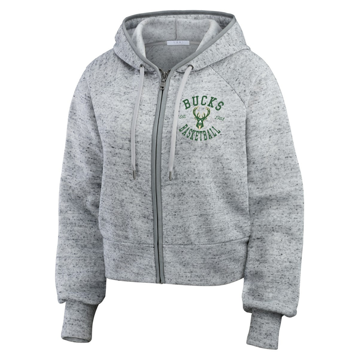 NBA - Milwaukee Bucks WEAR by Erin Andrews Women's Speckled Radiator Full-Zip Hoodie - Heather Gray
