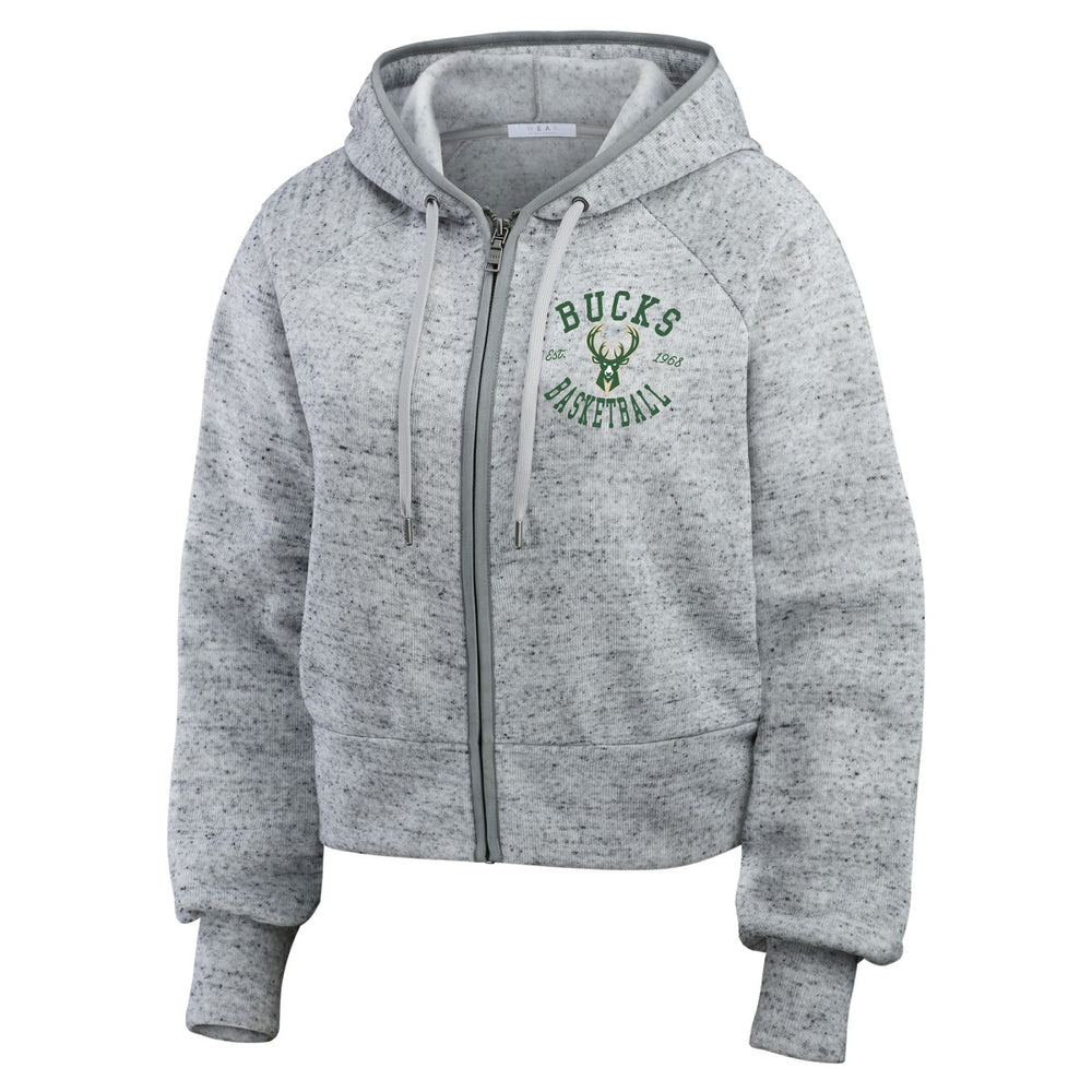 NBA - Milwaukee Bucks WEAR by Erin Andrews Women's Speckled Radiator Full-Zip Hoodie - Heather Gray