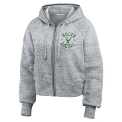 NBA - Milwaukee Bucks WEAR by Erin Andrews Women's Speckled Radiator Full-Zip Hoodie - Heather Gray