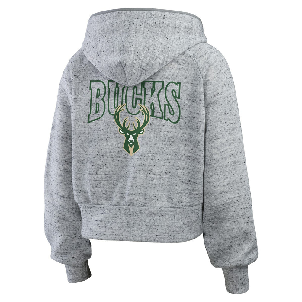 NBA - Milwaukee Bucks WEAR by Erin Andrews Women's Speckled Radiator Full-Zip Hoodie - Heather Gray