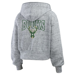 NBA - Milwaukee Bucks WEAR by Erin Andrews Women's Speckled Radiator Full-Zip Hoodie - Heather Gray