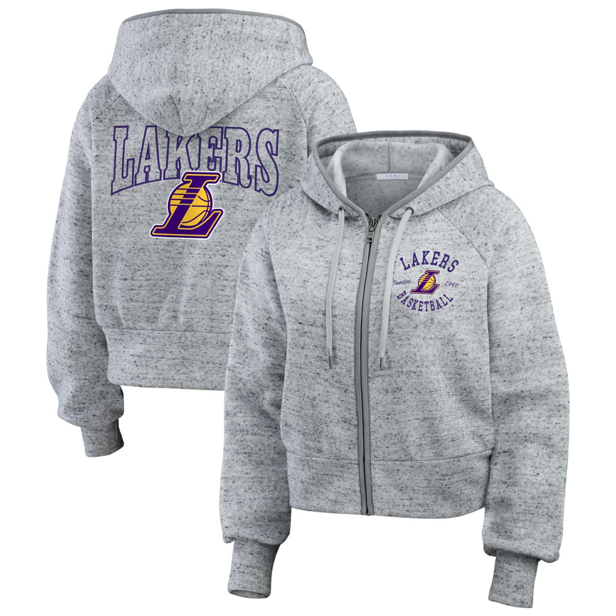 NBA - Los Angeles Lakers WEAR by Erin Andrews Women's Speckled Radiator Full-Zip Hoodie - Heather Gray