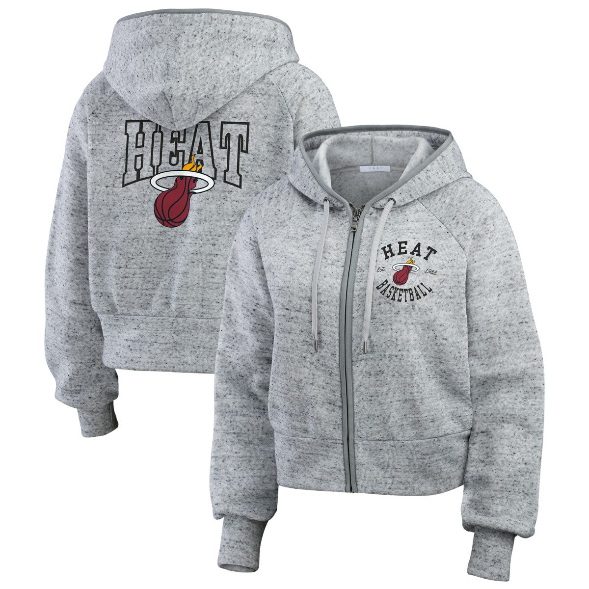NBA - Miami Heat WEAR by Erin Andrews Women's Speckled Radiator Full-Zip Hoodie - Heather Gray