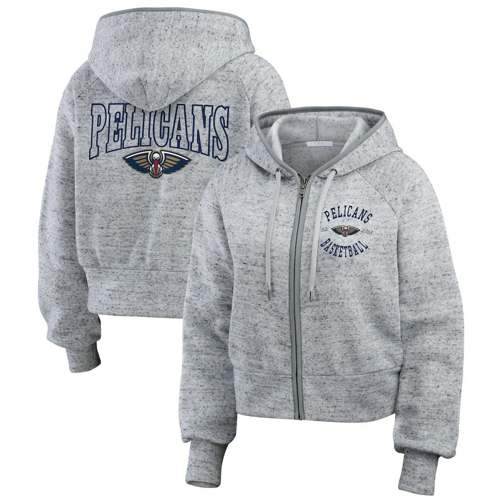 NBA - New Orleans Pelicans WEAR by Erin Andrews Women's Speckled Radiator Full-Zip Hoodie - Heather Gray