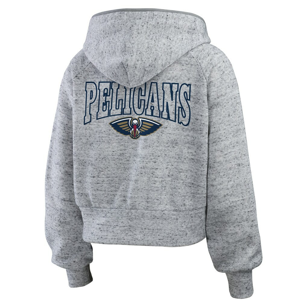 NBA - New Orleans Pelicans WEAR by Erin Andrews Women's Speckled Radiator Full-Zip Hoodie - Heather Gray