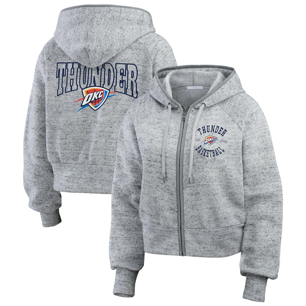 NBA - Oklahoma City Thunder WEAR by Erin Andrews Women's Speckled Radiator Full-Zip Hoodie - Heather Gray