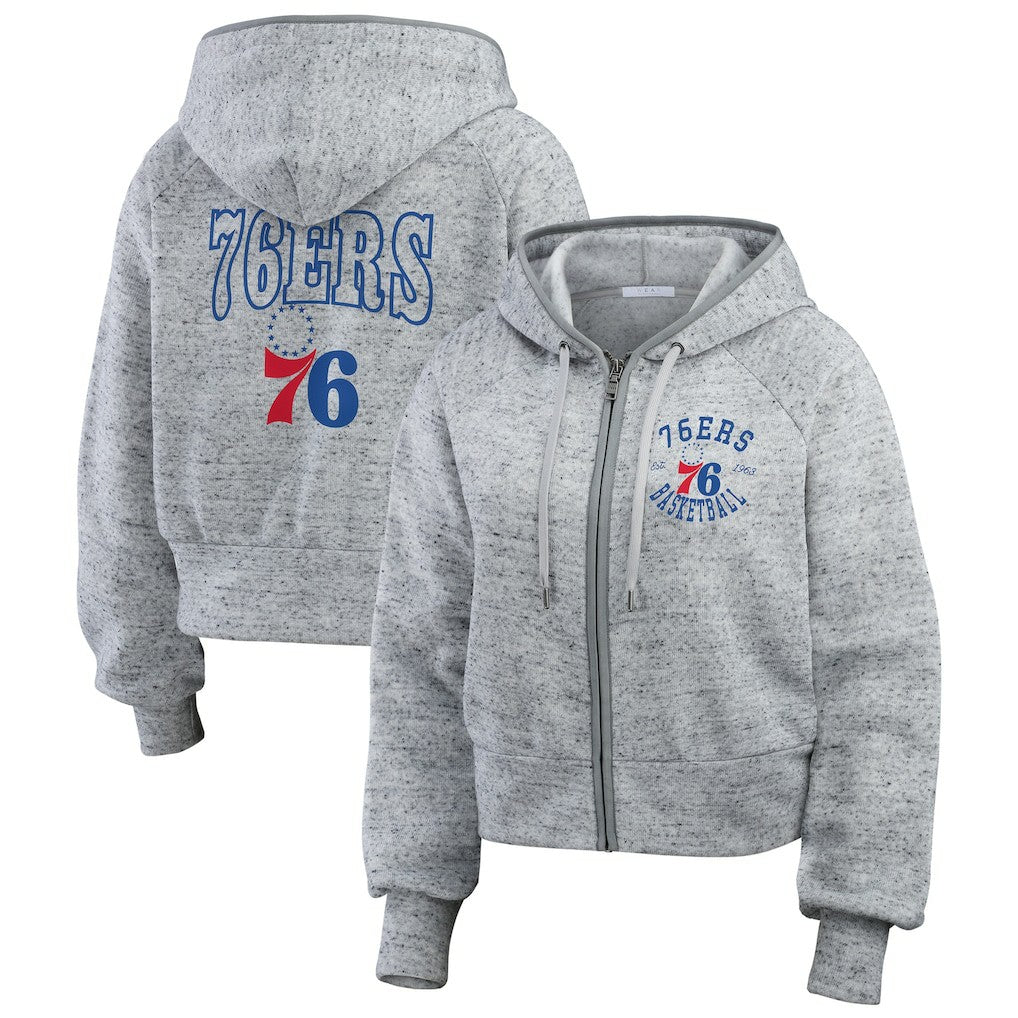NBA - Philadelphia 76ers WEAR by Erin Andrews Women's Speckled Radiator Full-Zip Hoodie - Heather Gray