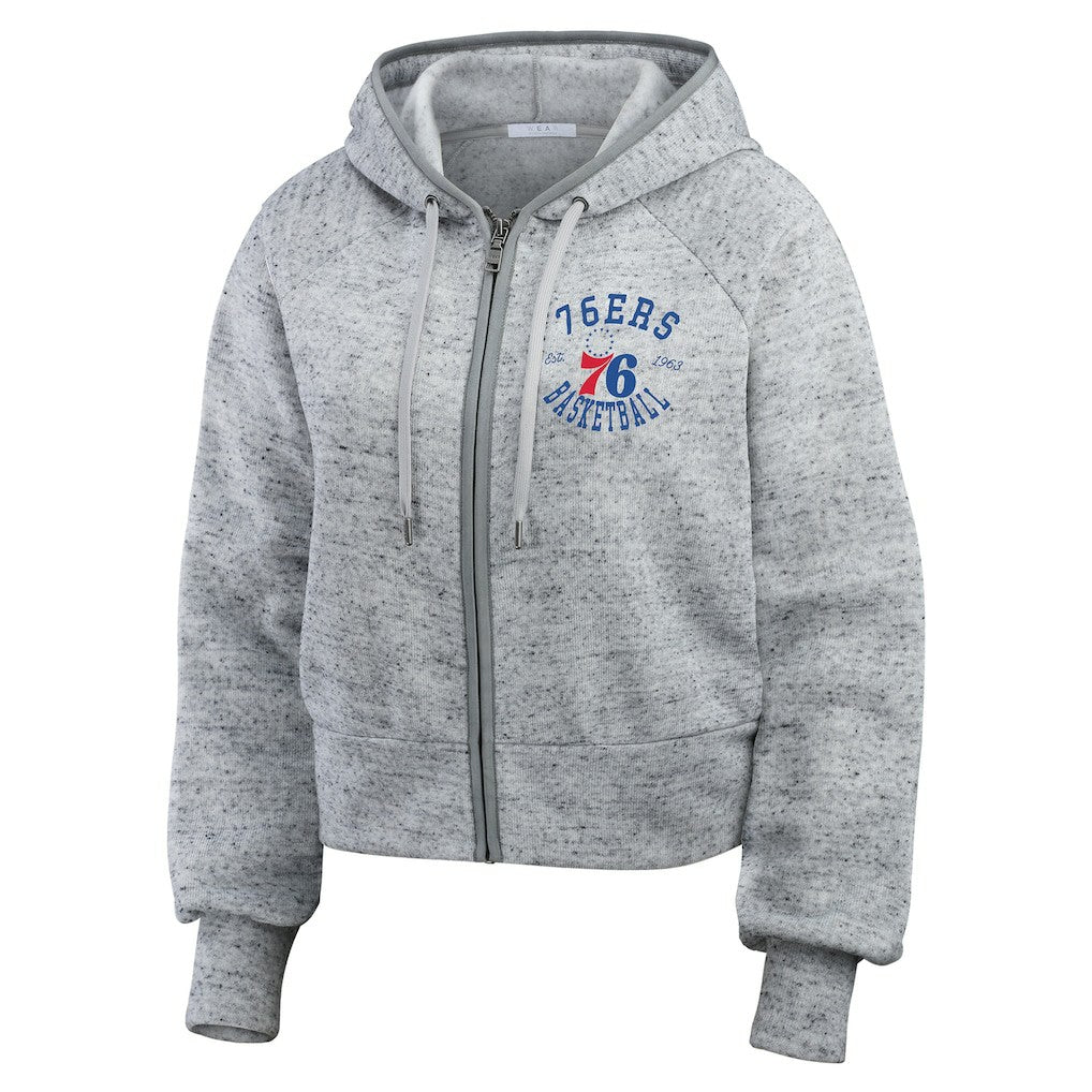 NBA - Philadelphia 76ers WEAR by Erin Andrews Women's Speckled Radiator Full-Zip Hoodie - Heather Gray