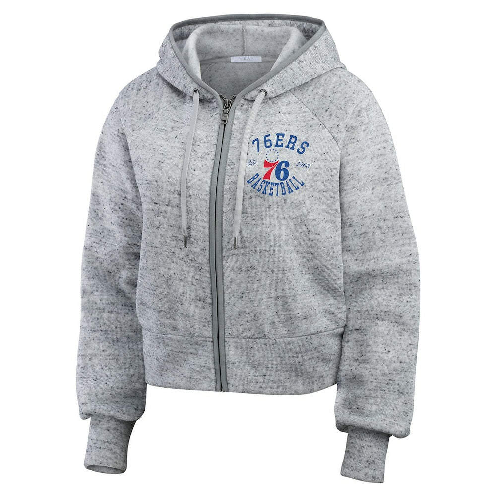 NBA - Philadelphia 76ers WEAR by Erin Andrews Women's Speckled Radiator Full-Zip Hoodie - Heather Gray