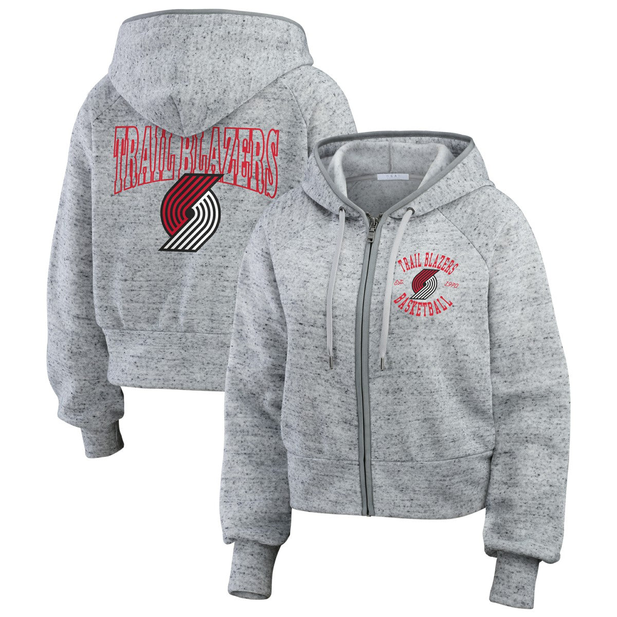 NBA - Portland Trail Blazers WEAR by Erin Andrews Women's Speckled Radiator Full-Zip Hoodie - Heather Gray