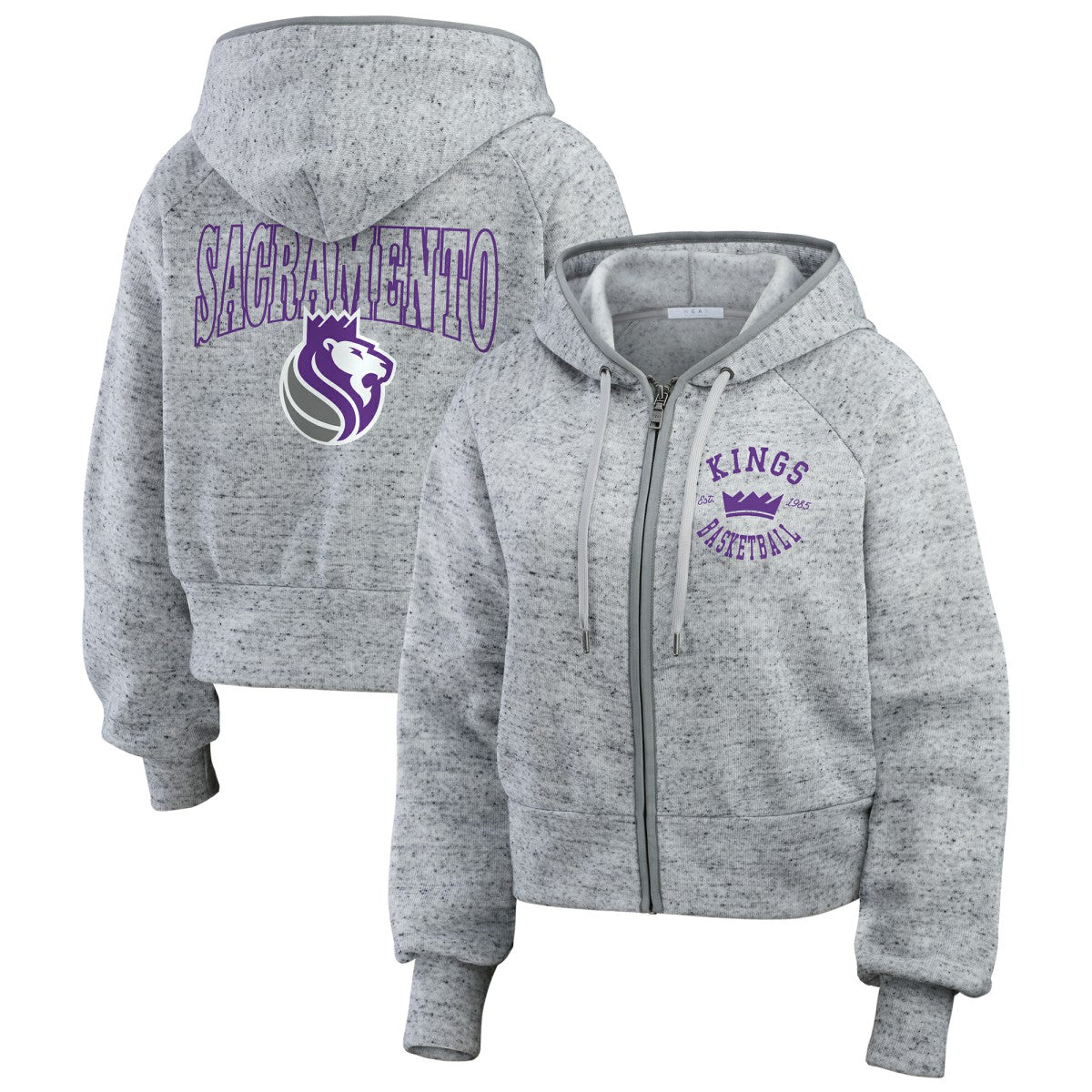 NBA - Sacramento Kings WEAR by Erin Andrews Women's Speckled Radiator Full-Zip Hoodie - Heather Gray