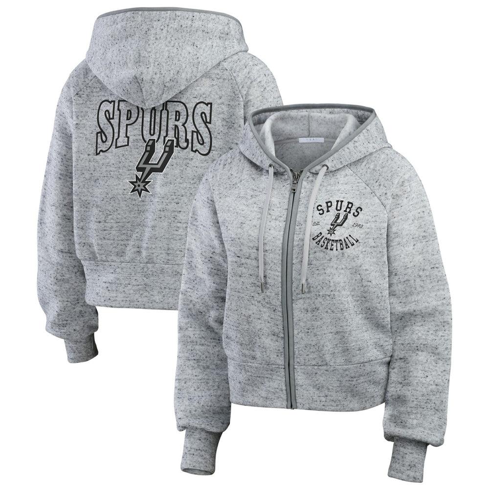 NBA - San Antonio Spurs WEAR by Erin Andrews Women's Speckled Radiator Full-Zip Hoodie - Heather Gray