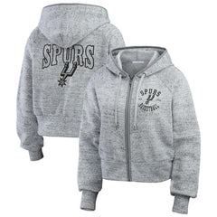 NBA - San Antonio Spurs WEAR by Erin Andrews Women's Speckled Radiator Full-Zip Hoodie - Heather Gray