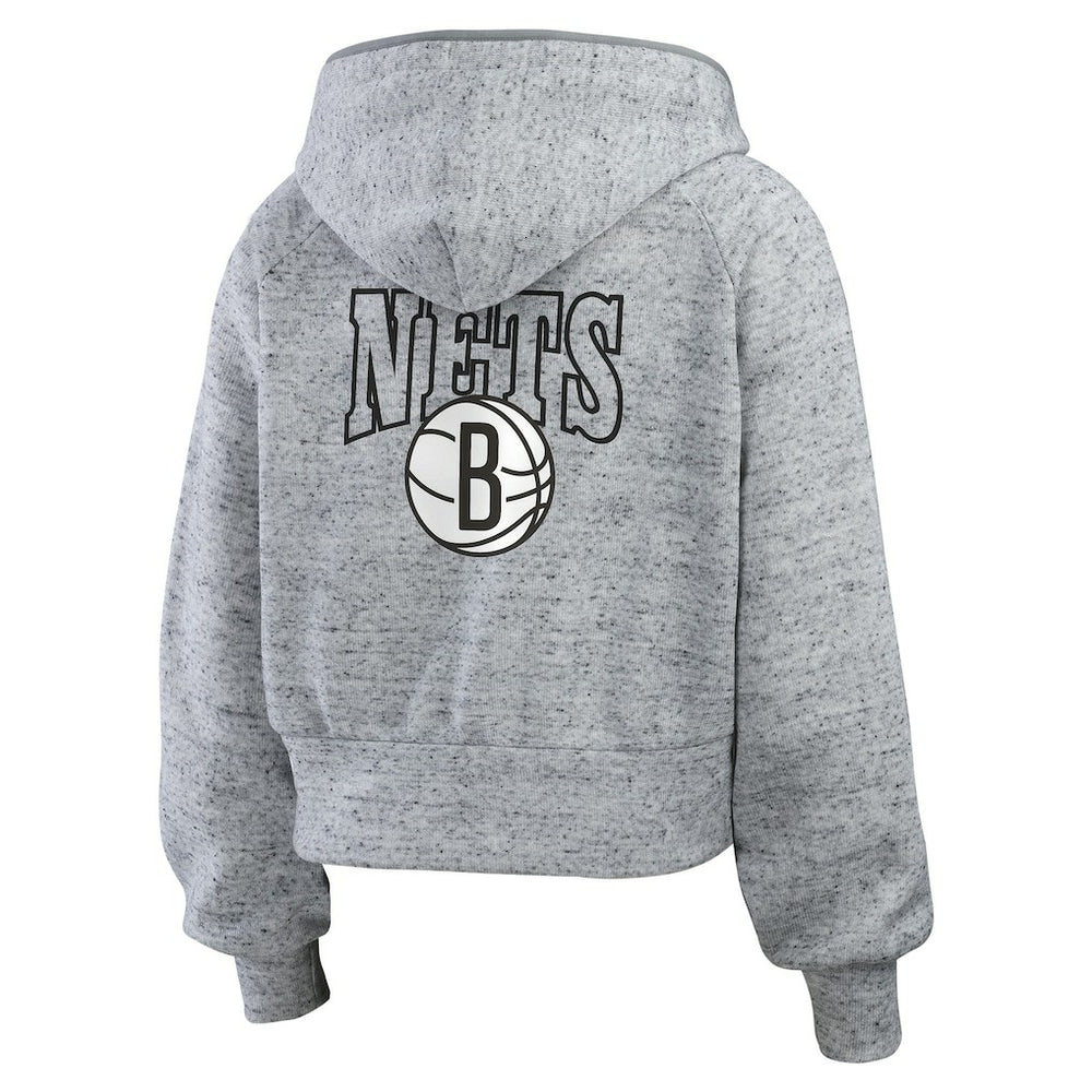 NBA - Brooklyn Nets WEAR by Erin Andrews Women's Speckled Radiator Full-Zip Hoodie - Heather Gray
