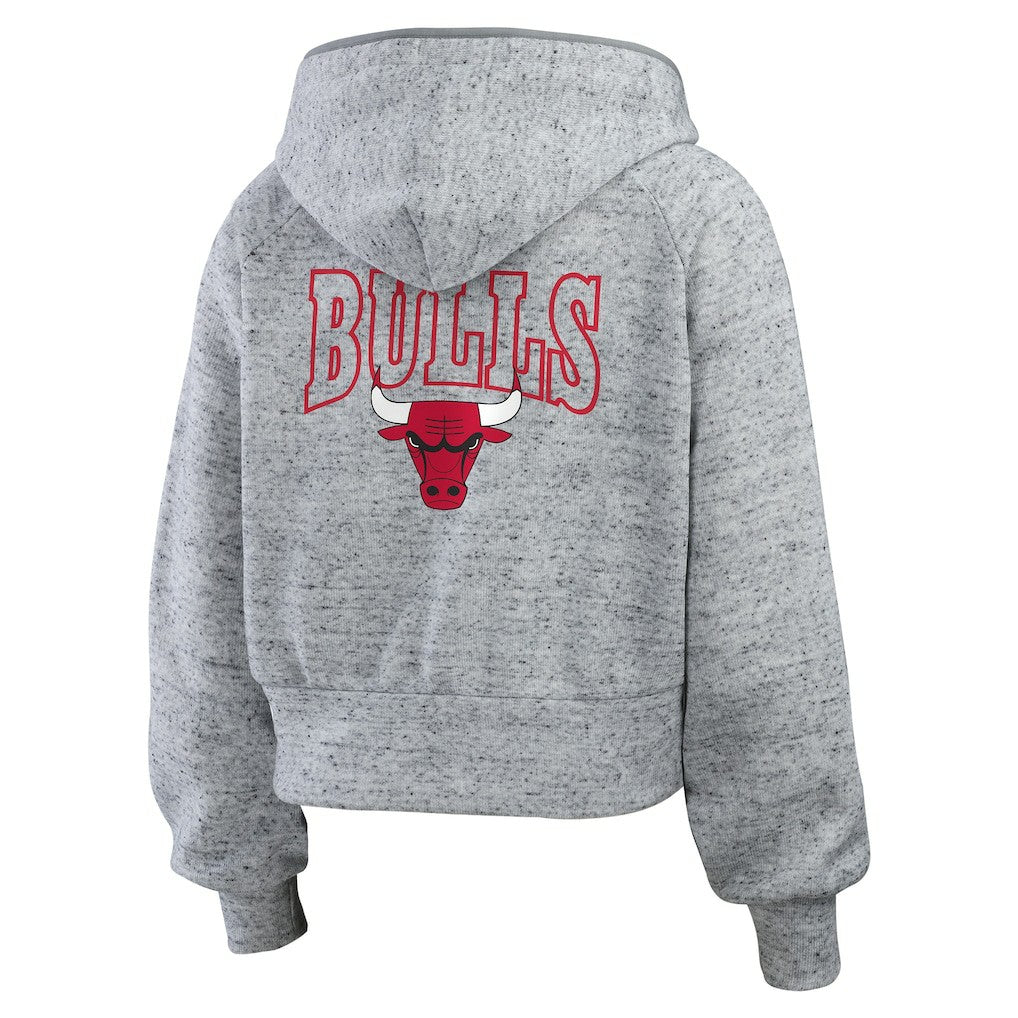 NBA - Chicago Bulls WEAR by Erin Andrews Women's Speckled Radiator Full-Zip Hoodie - Heather Gray