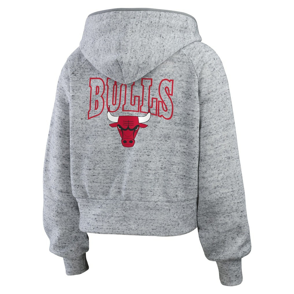 NBA - Chicago Bulls WEAR by Erin Andrews Women's Speckled Radiator Full-Zip Hoodie - Heather Gray
