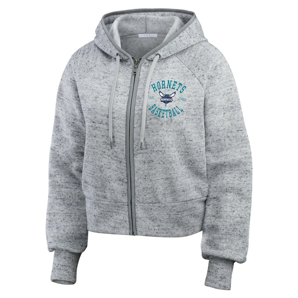 NBA - Charlotte Hornets WEAR by Erin Andrews Women's Speckled Radiator Full-Zip Hoodie - Heather Gray