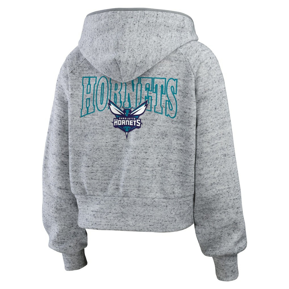 NBA - Charlotte Hornets WEAR by Erin Andrews Women's Speckled Radiator Full-Zip Hoodie - Heather Gray