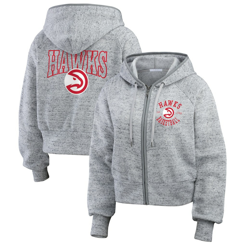 NBA - Atlanta Hawks WEAR by Erin Andrews Women's Speckled Radiator Full-Zip Hoodie - Heather Gray