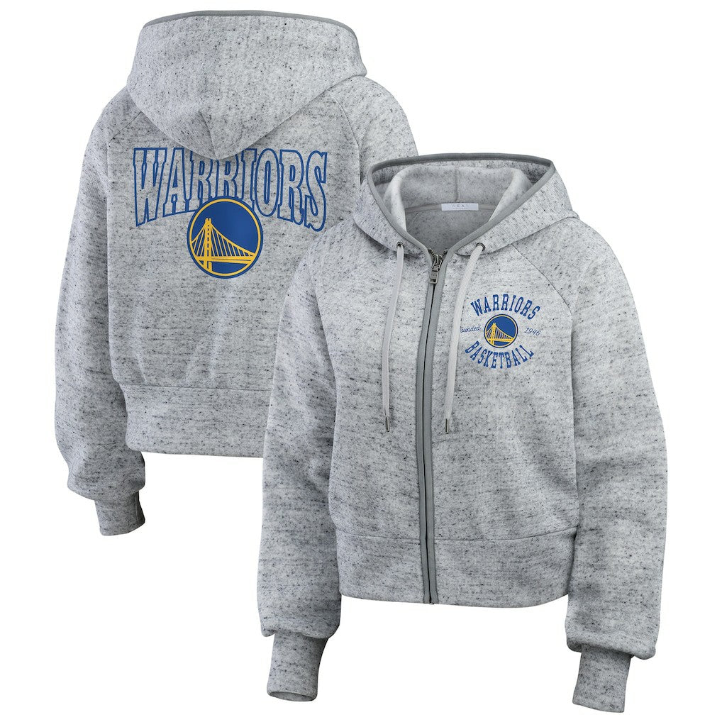 NBA - Golden State Warriors WEAR by Erin Andrews Women's Speckled Radiator Full-Zip Hoodie - Heather Gray