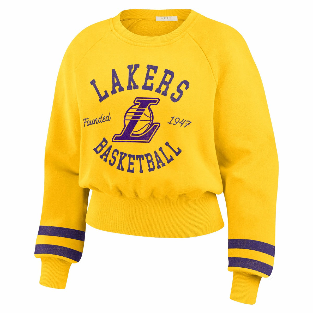 NBA - Los Angeles Lakers WEAR by Erin Andrews Women's Vintage Raglan Cropped Pullover Sweatshirt - Gold