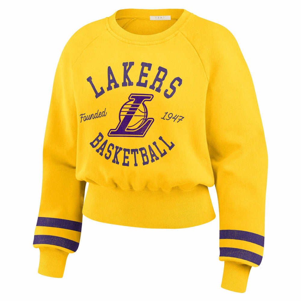 NBA - Los Angeles Lakers WEAR by Erin Andrews Women's Vintage Raglan Cropped Pullover Sweatshirt - Gold