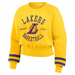 NBA - Los Angeles Lakers WEAR by Erin Andrews Women's Vintage Raglan Cropped Pullover Sweatshirt - Gold