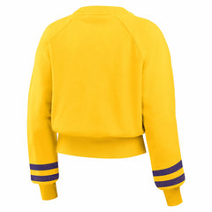 NBA - Los Angeles Lakers WEAR by Erin Andrews Women's Vintage Raglan Cropped Pullover Sweatshirt - Gold