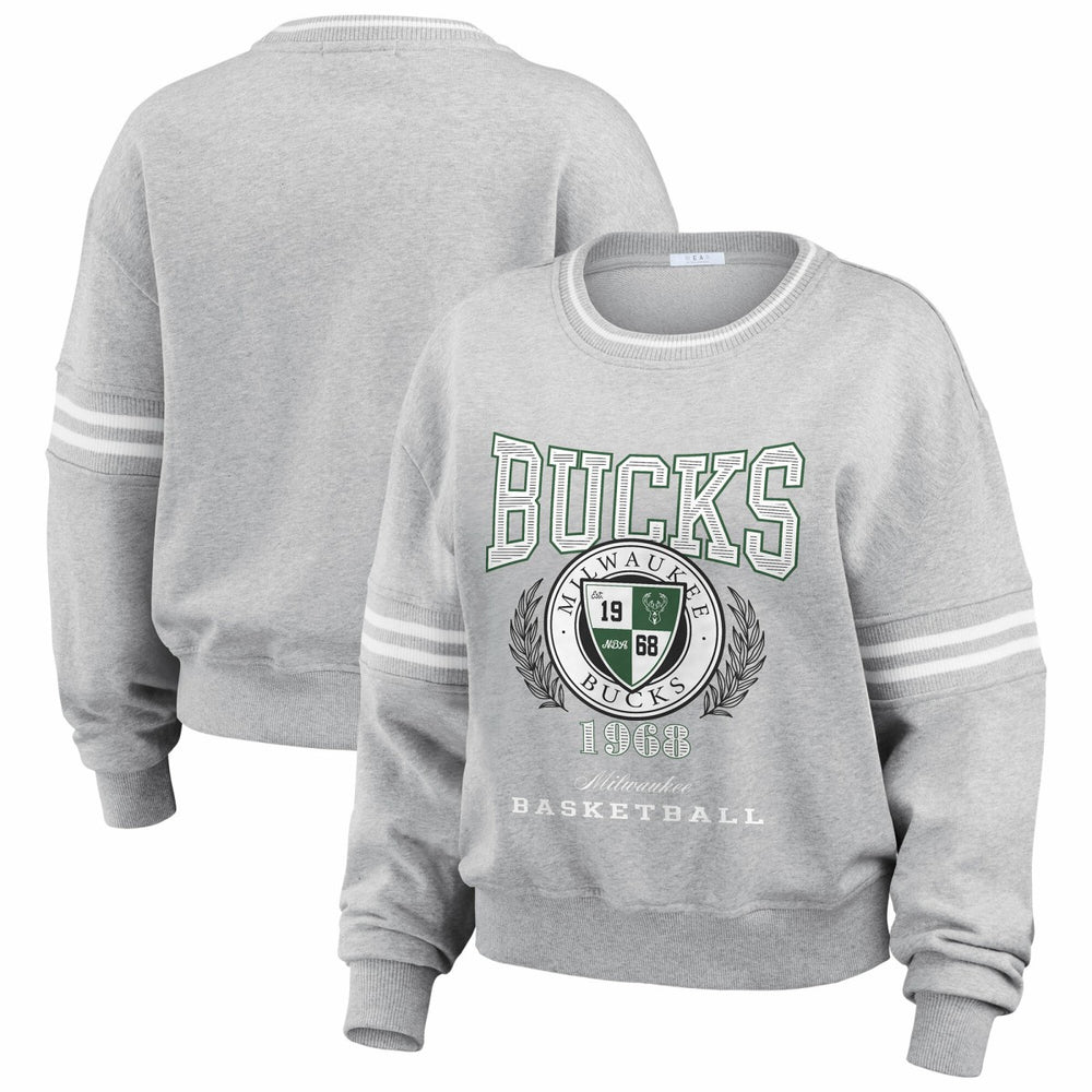 NBA - Milwaukee Bucks WEAR by Erin Andrews Women's French Terry Pullover Sweatshirt - Heather Gray