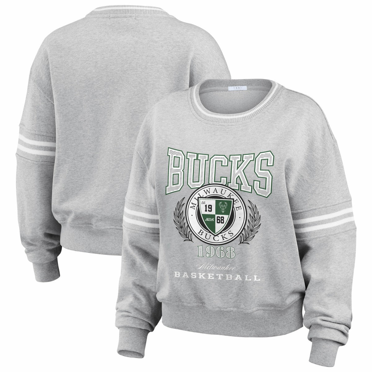 NBA - Milwaukee Bucks WEAR by Erin Andrews Women's French Terry Pullover Sweatshirt - Heather Gray