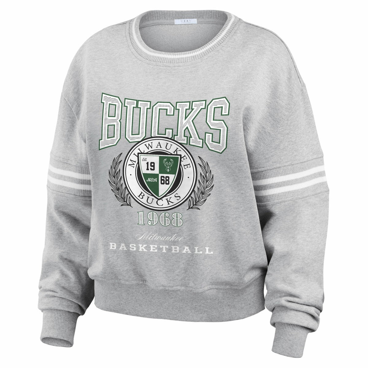 NBA - Milwaukee Bucks WEAR by Erin Andrews Women's French Terry Pullover Sweatshirt - Heather Gray